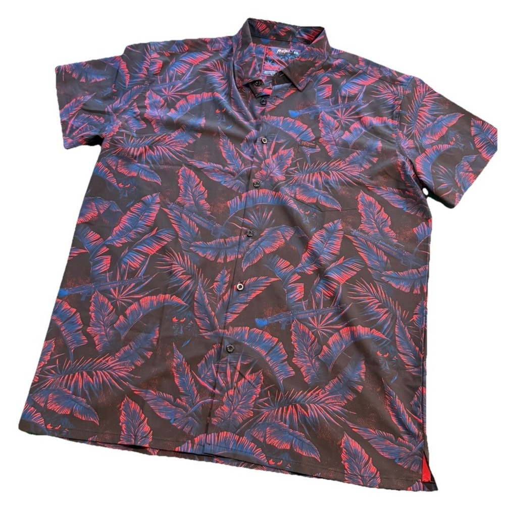 Retro Rifle Blood Jungle Shirt Men's 2XL Stallone Rambo Button Up Rare XXL